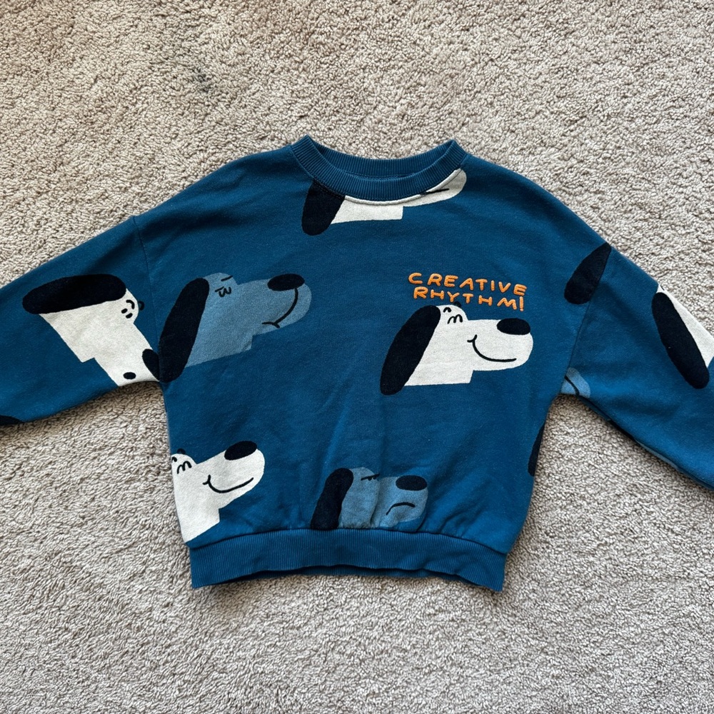 Zara Blue Dog Pattern Sweatshirt